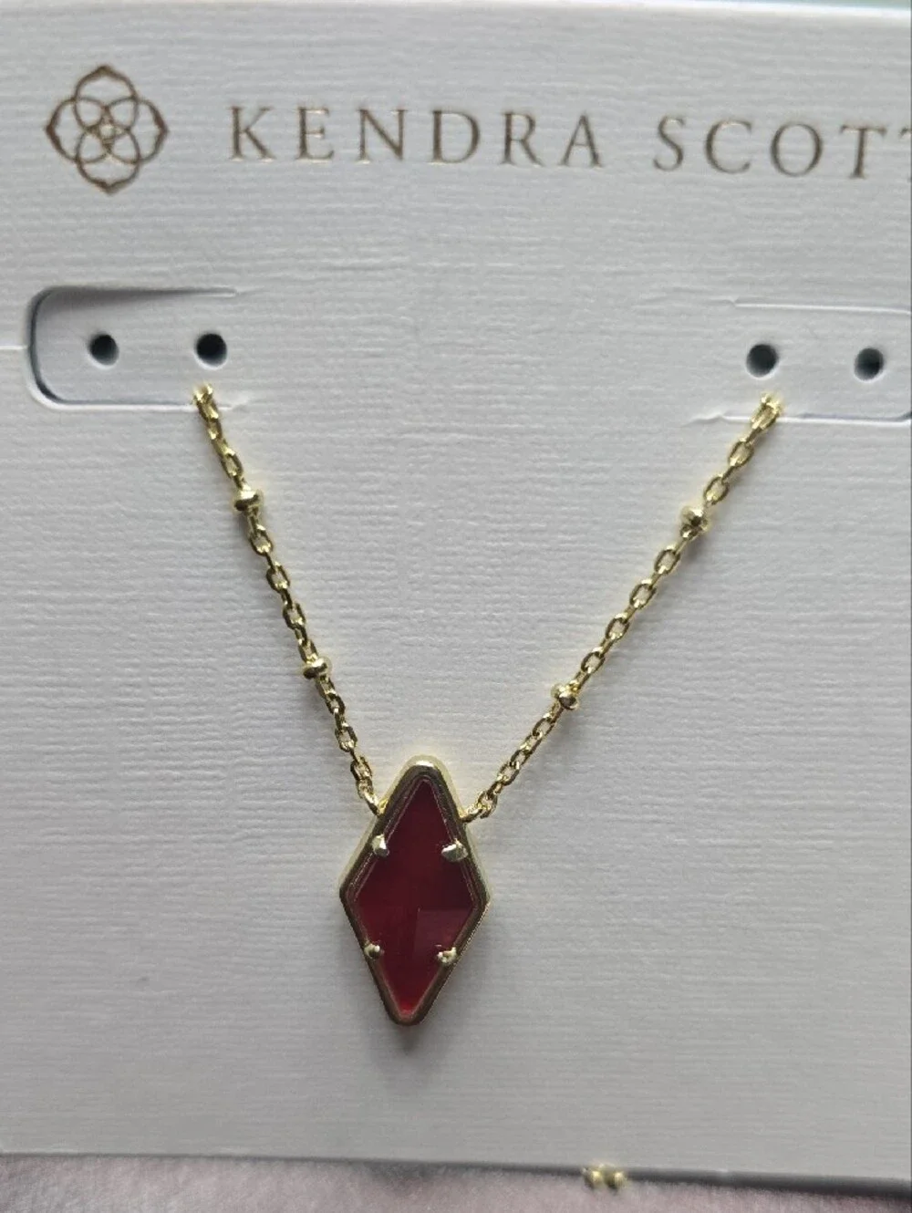 Kendra Scott Gold Necklace with Fuchsia Marquise Stone